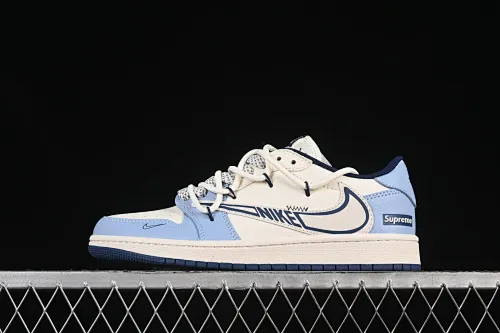All categories Air Jordan Jordan series basketball shoes Air Jordan 1 Low High-end customized low-top sneakers Travis Scott x Fragment Design x Air Jordan 1 Low OG SP AJ1 Joe 1 Supreme co-branded white and blue drawstring low-top cultural casual sneakers DM6868-106